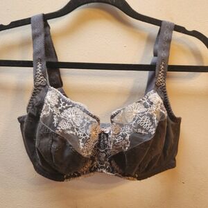 FANTAS Grey Lace Full Cup Bra 32F Underwire Balconette Bra